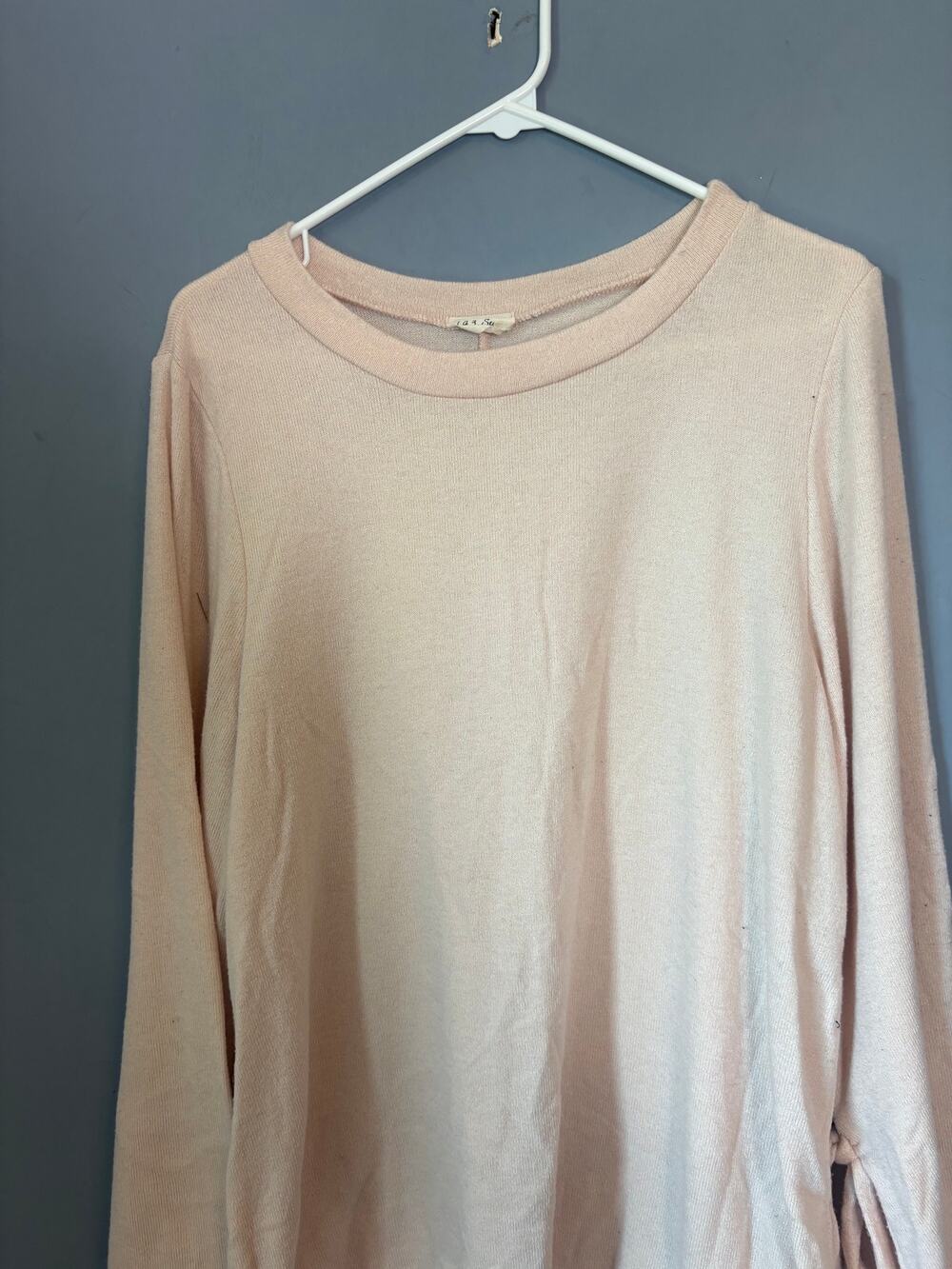 143 Story Women’s Light Beige Long‑Sleeve Tie‑Hem Top Size XL